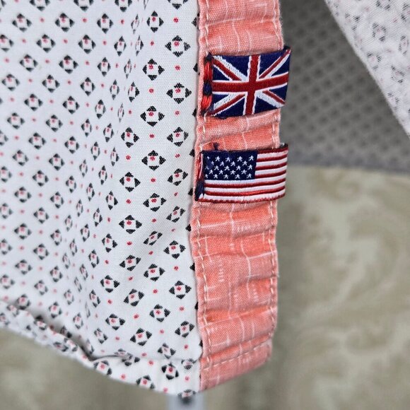 LON NYC Across The Pond Size L Diamond and Dot Pattern Short Sleeve Button Down - Picture 6 of 16